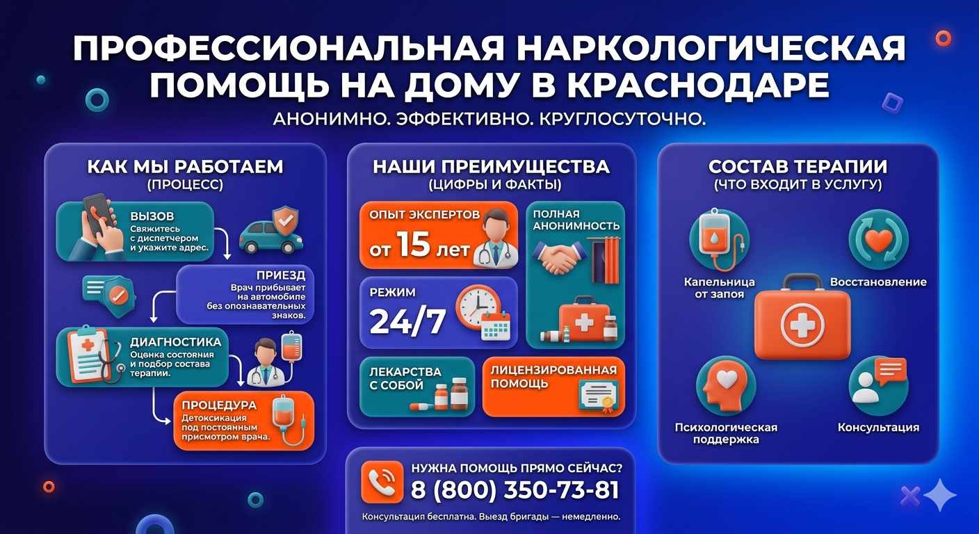 Инфографика о принципах лечения алкоголизма на дому в Воронеже: этапы вызова нарколога, преимущества анонимной детоксикации и состав медицинской помощи.